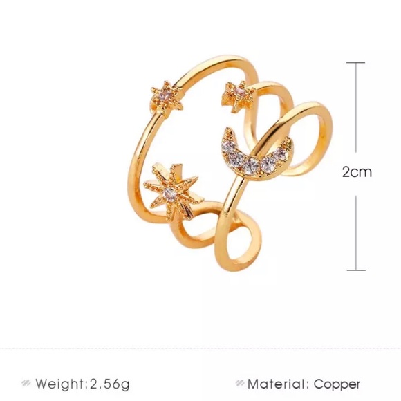 Rhinestone Moon & Star Layered Ring - Picture 5 of 5